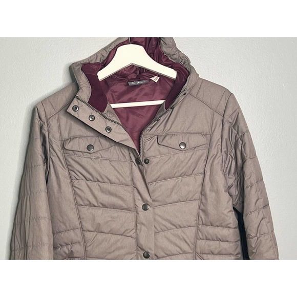 Ibex Taupe Quilted Merino Wool Fill Full Zip Hooded Jacket Women's Size Small - Picture 2 of 10